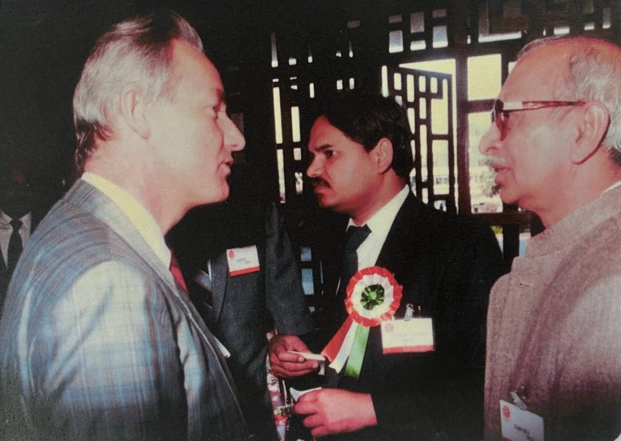 Prof E J Corey, Nobel Laureate February 1990 with Dr Sukh Dev in New Delhi